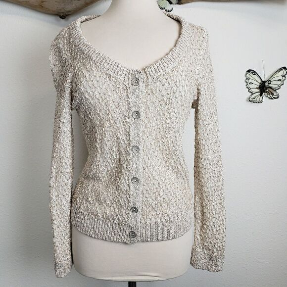 NIC+ZOE metallic thread button up cardigan - Picture 1 of 6